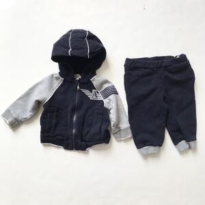 Armani Baby zip up hoodie/jogger set EUC 6 months